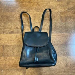 Vintage Authentic LL Bean Black Leather Backpack Bag